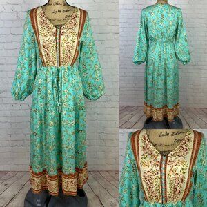 Multi Tier Floral Print Lantern Sleeves Dress